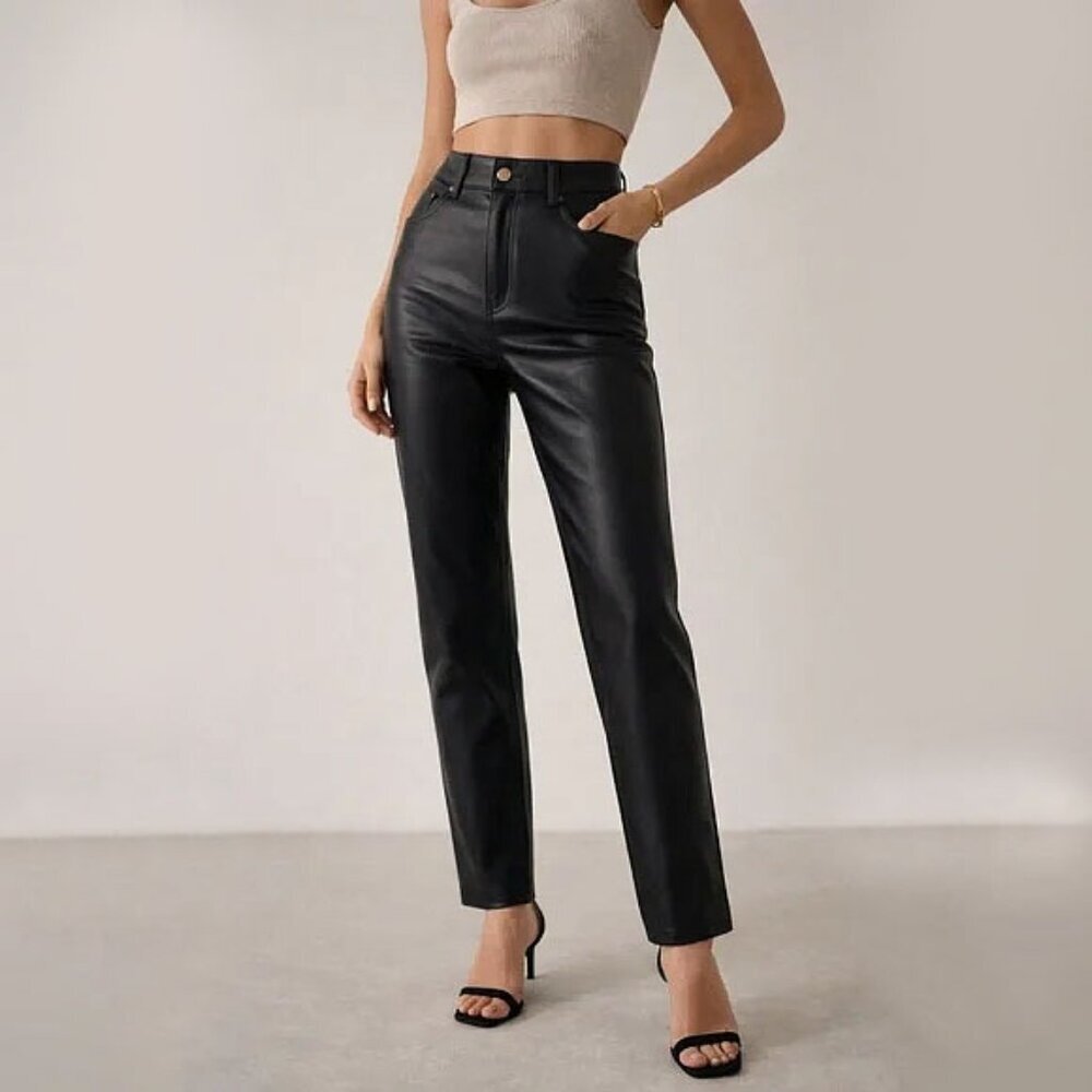 Zara Black Faux Leather Pants
